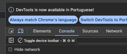 Toggle Device Toolbar